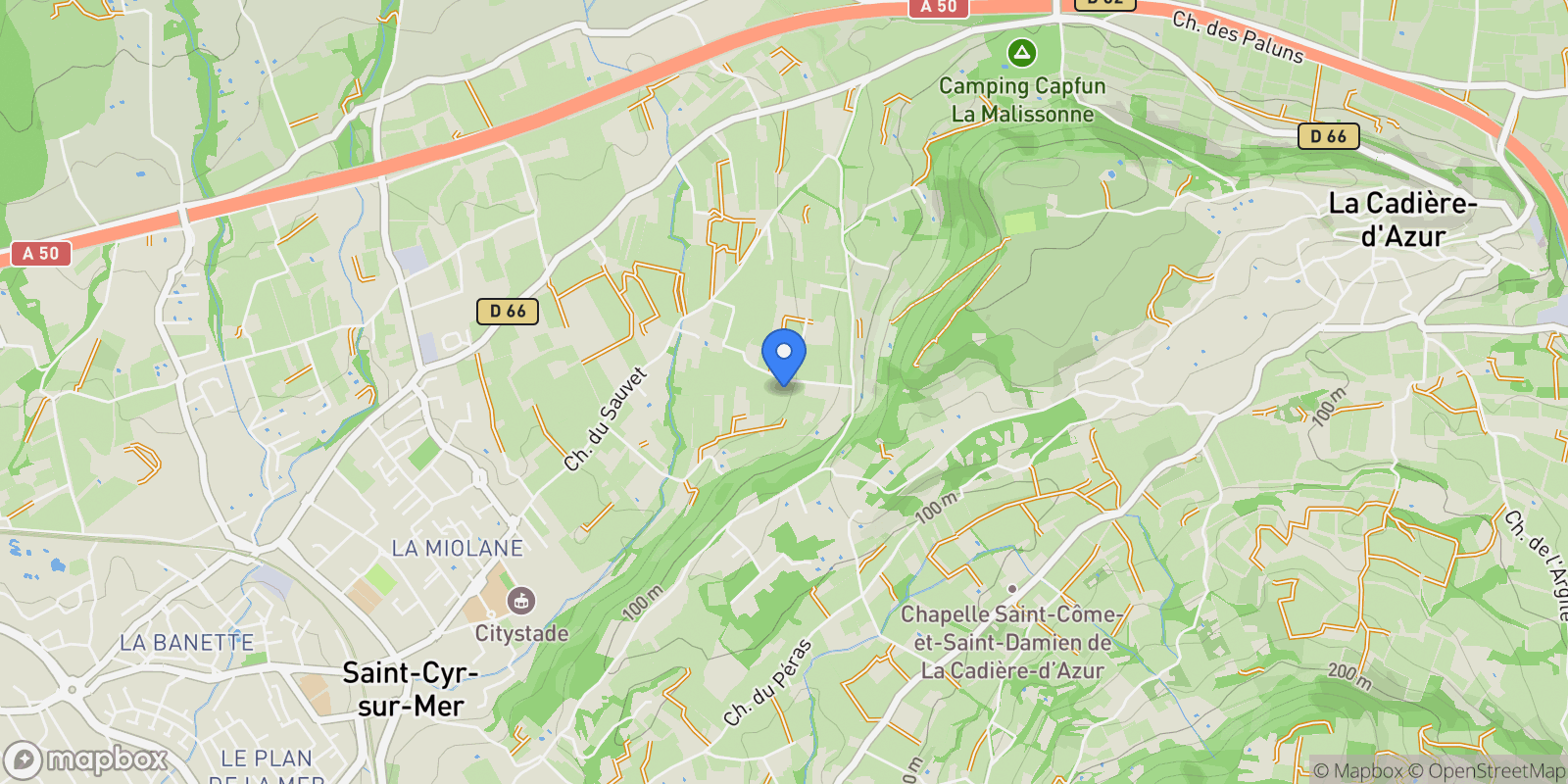 Map showing Saint-Cyr-sur-Mer, Provence-Alpes-Côte d'Azur, France.