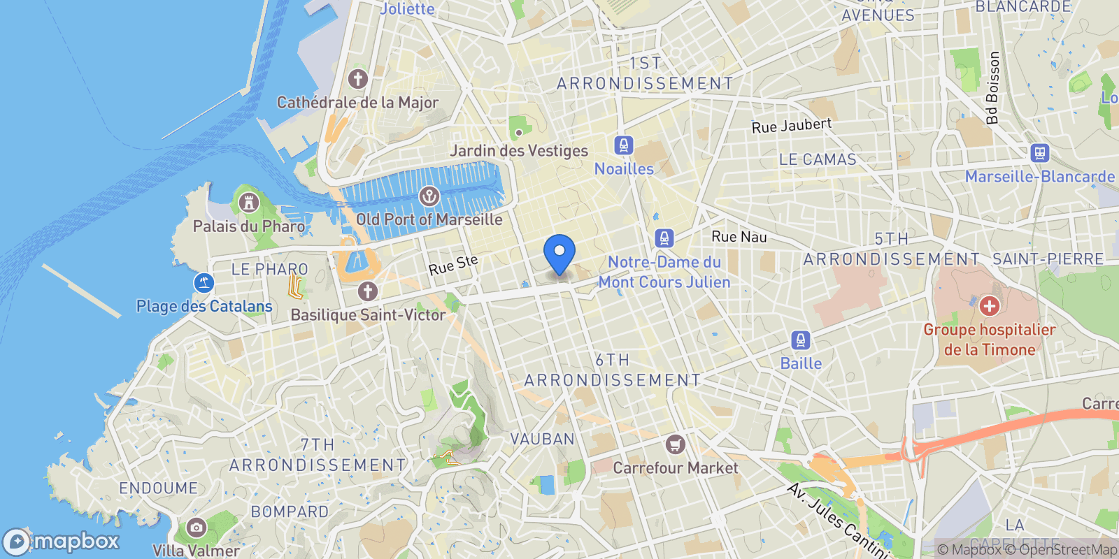 Map showing Marseille, Provence-Alpes-Côte d'Azur, France.
