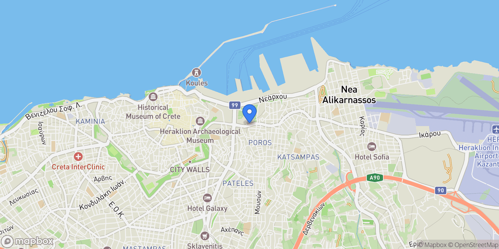 Map showing Heraklion, Greece, 2nd Community of Heraklion - Eastern, Heraklion, Greece.