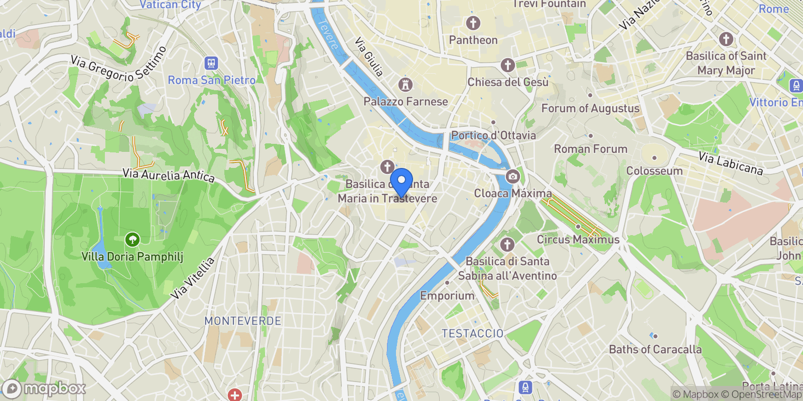 Map showing VIA NATALE DEL GRANDE, Rome, Lazio, Italy.