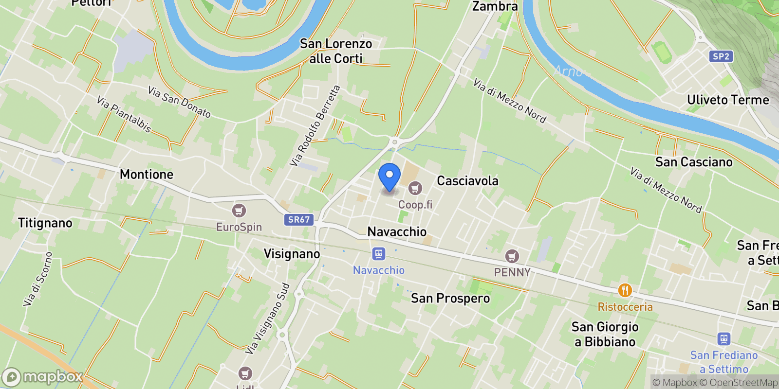 Map showing Via Giulio Pastore, 33, Navacchio, Tuscany, Italy.