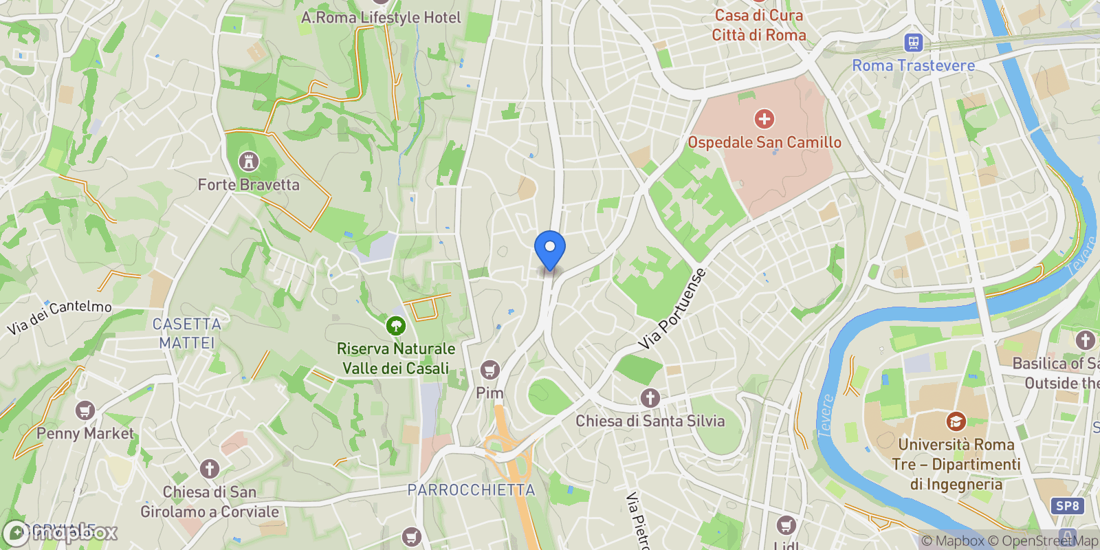 Map showing Viale dei Colli Portuensi, Rome, Lazio, Italy.