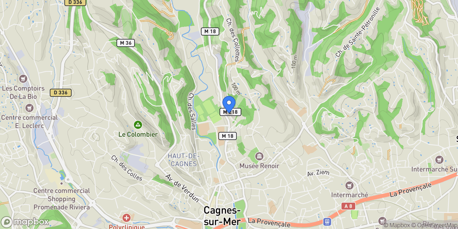 Map showing Cagnes-sur-Mer, Provence-Alpes-Côte d'Azur, France.
