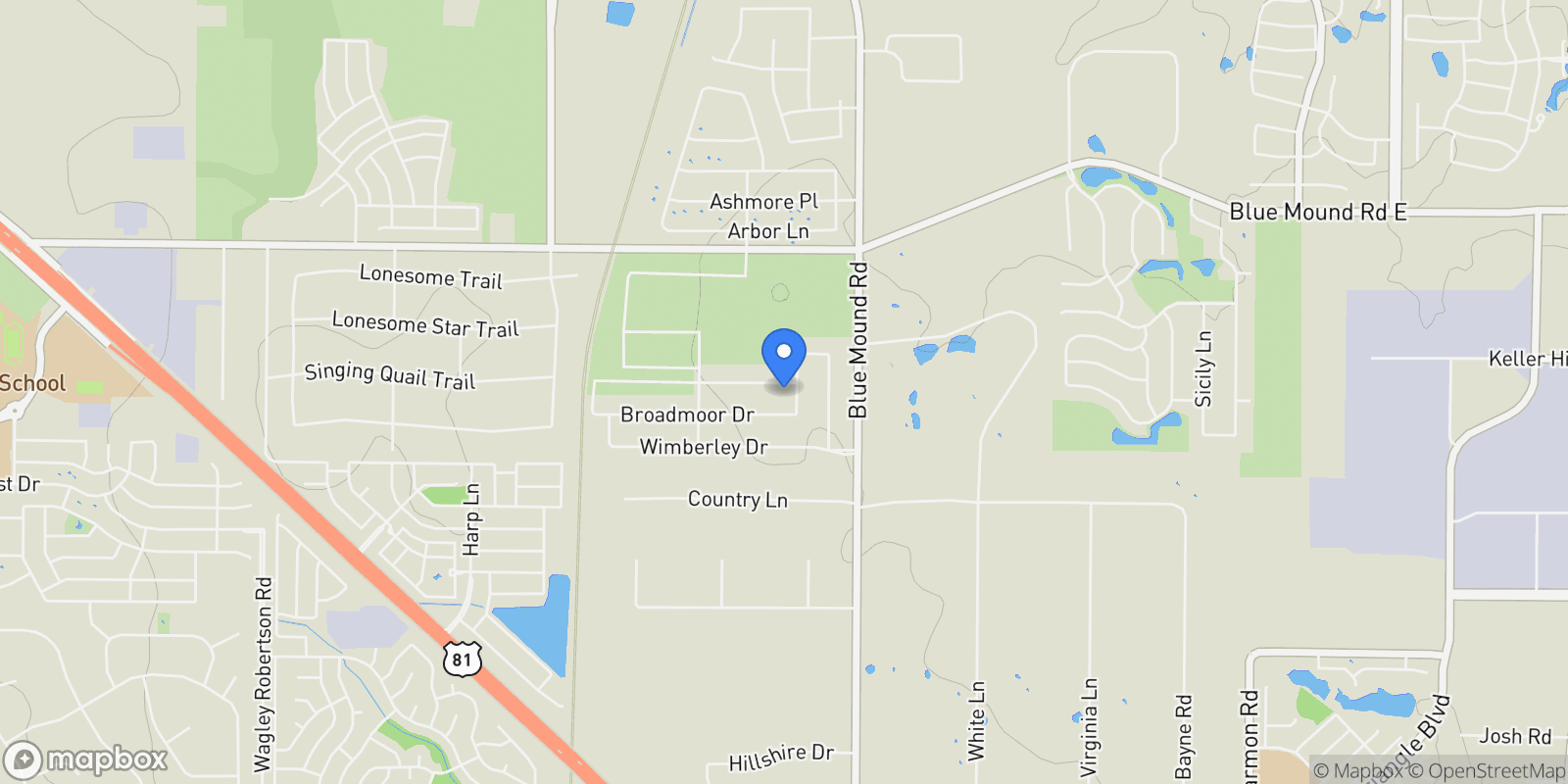 Map showing 221 Oakmont Drive, Haslet, Texas, United States.