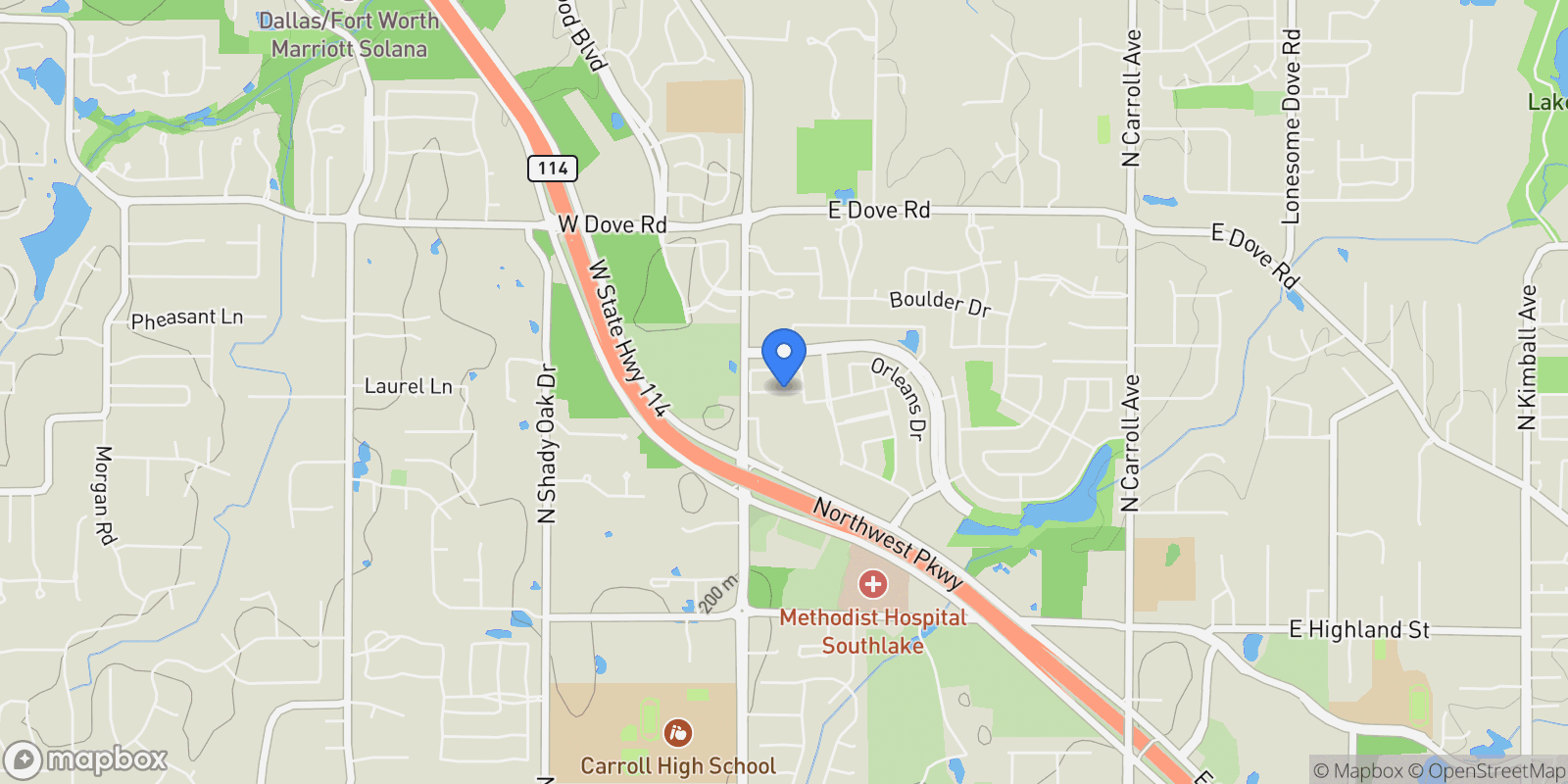 Map showing 225 Murano Place, Grapevine, Texas, United States.