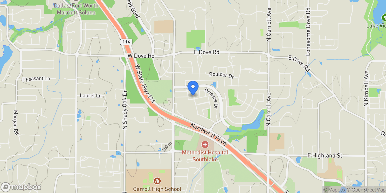 Map showing 1816 Riviera Lane, Grapevine, Texas, United States.