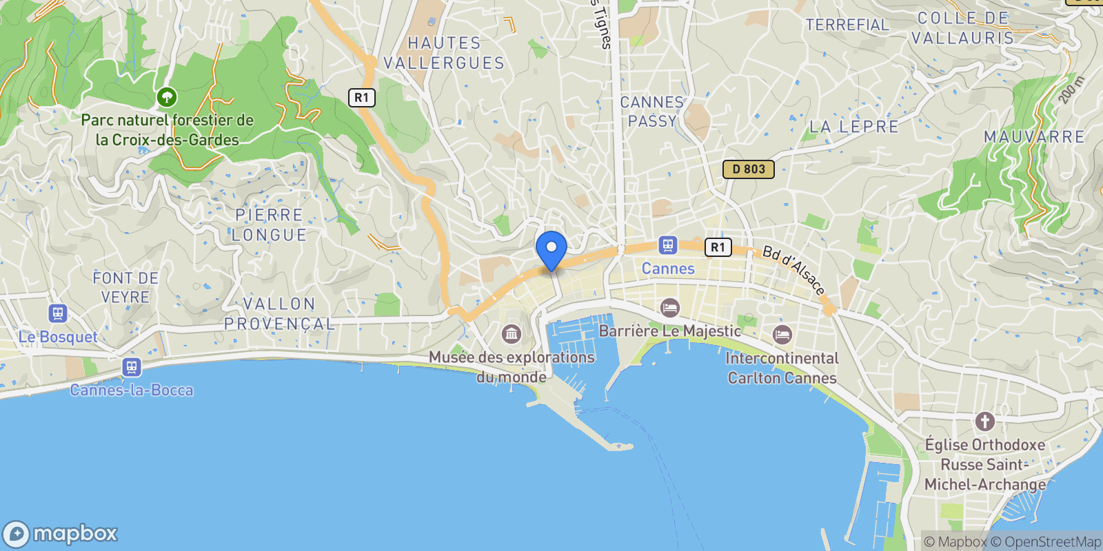 Map showing Cannes, Provence-Alpes-Côte d'Azur, France.