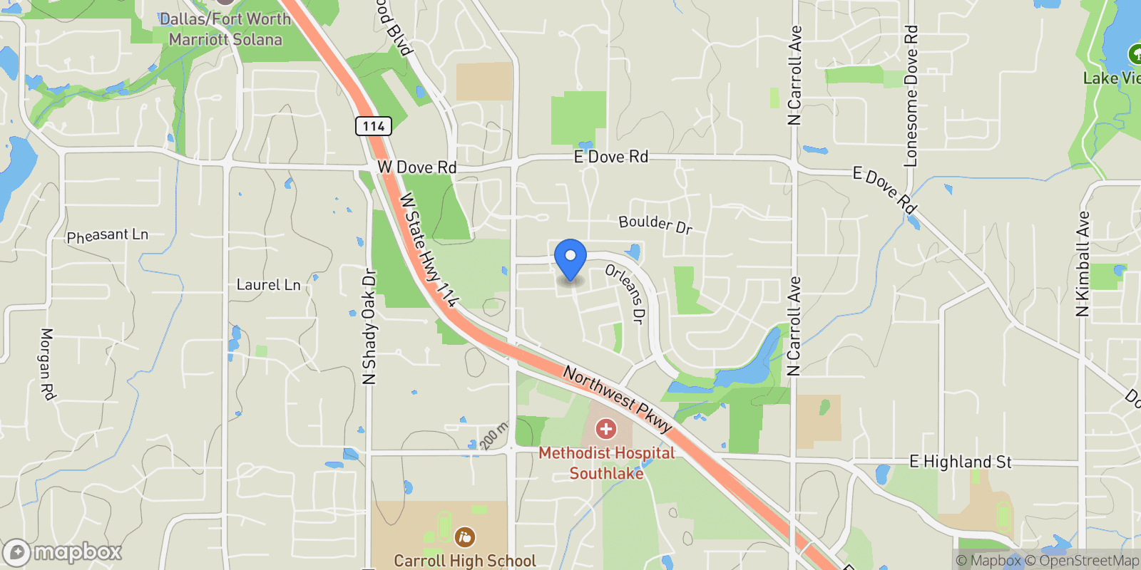 Map showing 1824 Riviera Lane, Grapevine, Texas, United States.