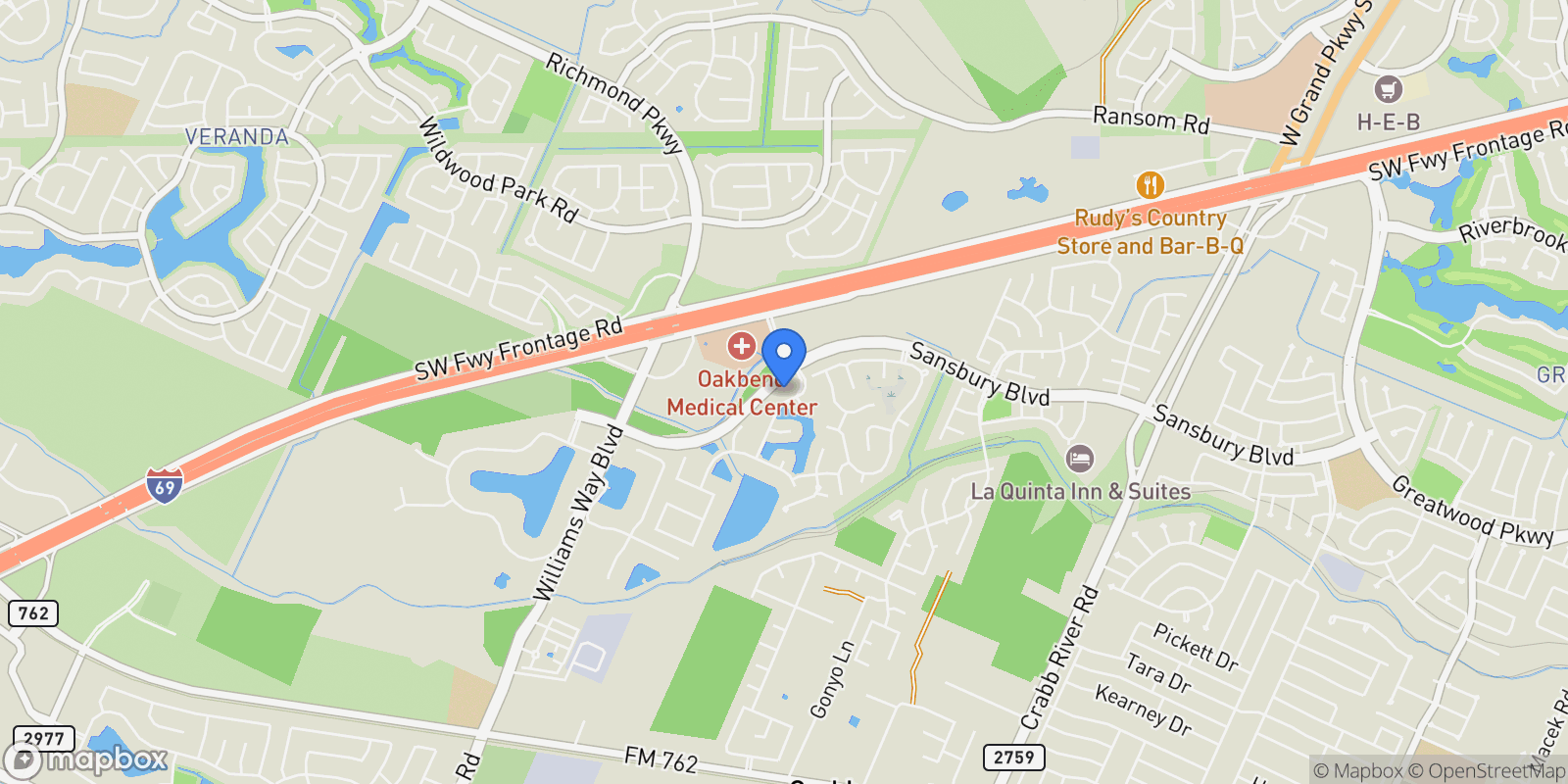 Map showing 1123 Grand Estates Drive, Rosenberg, Texas, United States.