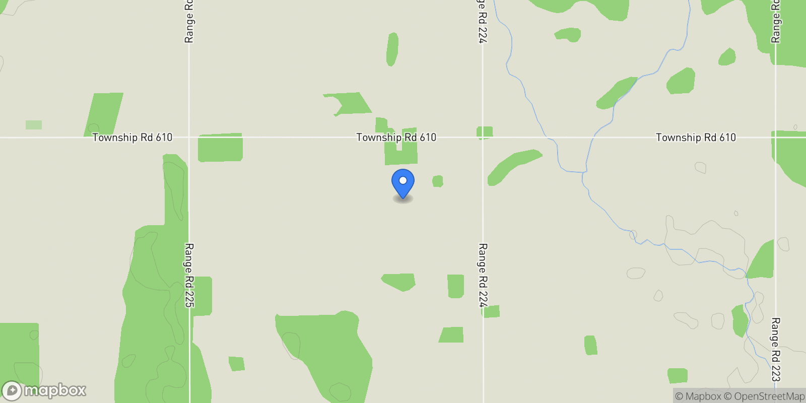Map showing Range Road 224 Township 610, Rural Thorhild County, AB T0A 3J0, Elbridge, Alberta, Canada.