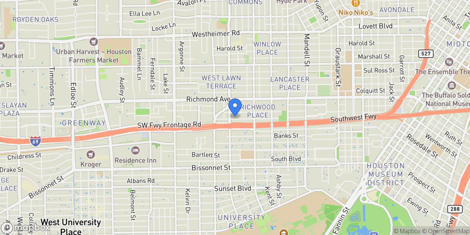 Map showing 2006 Lexington Street, Houston, Texas, United States.