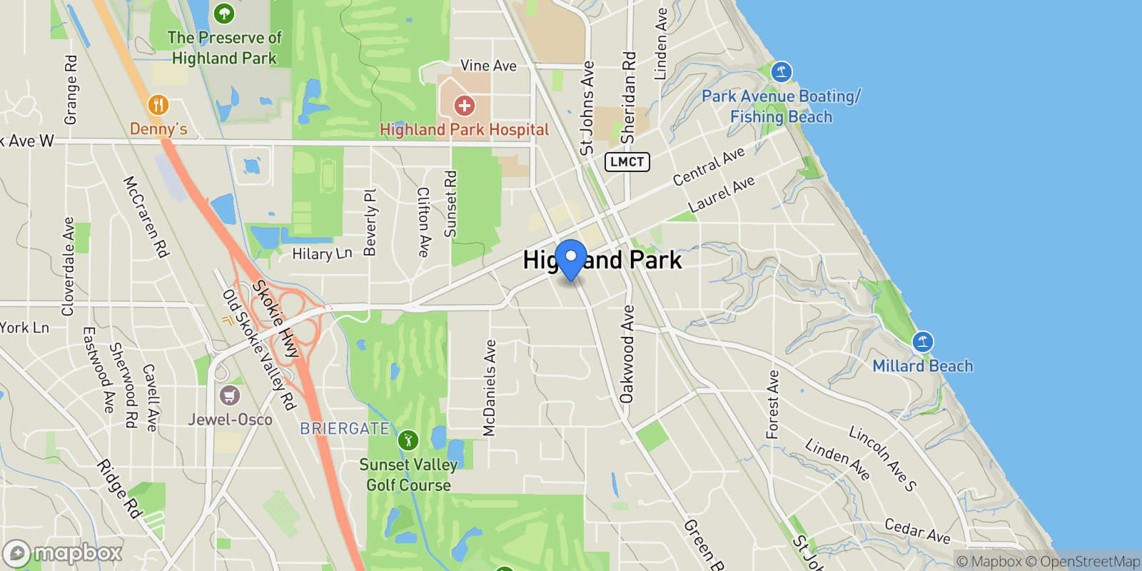 Map showing 1688 Green Bay Road #204, Highland Park, Illinois, United States.