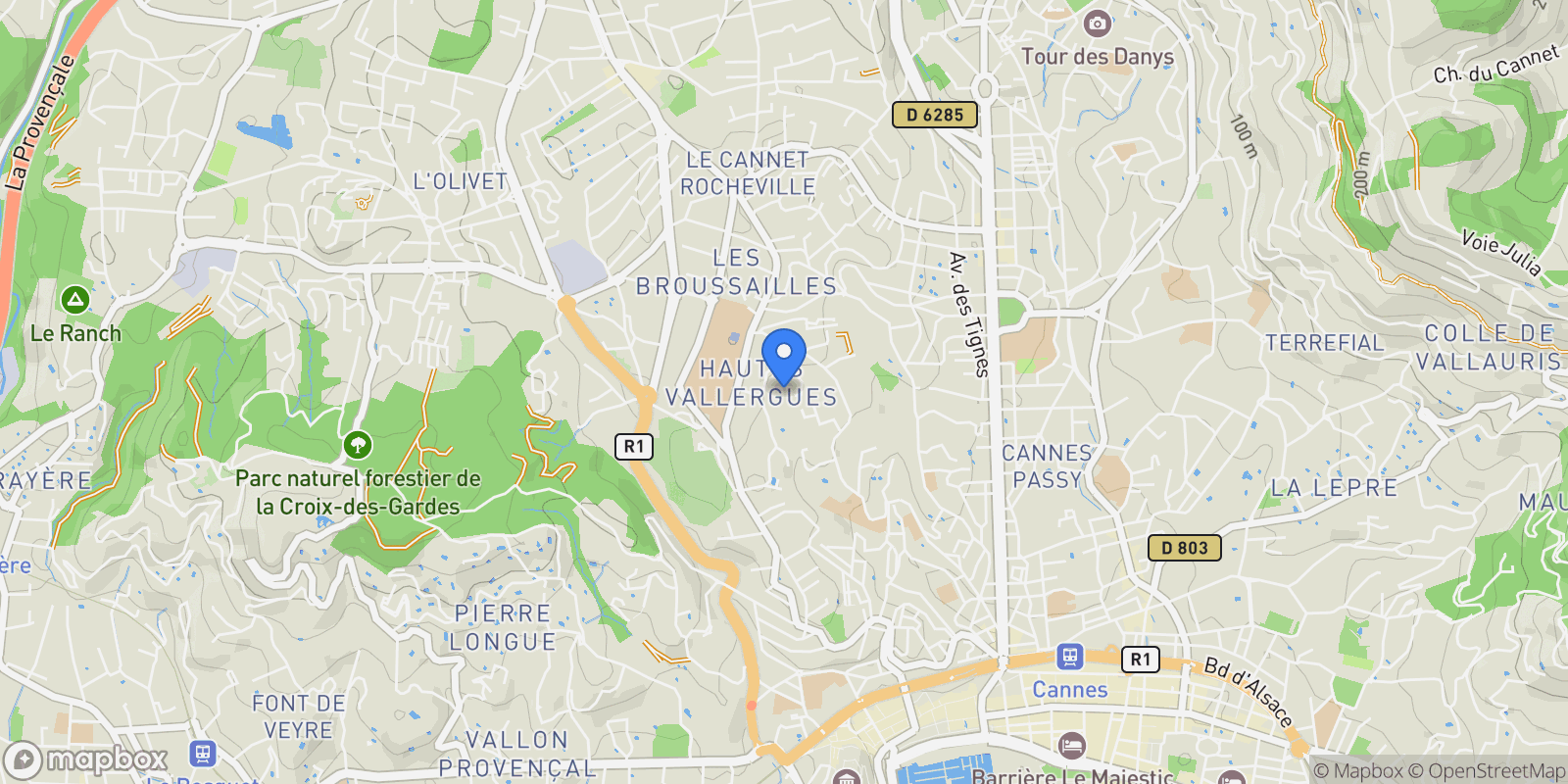 Map showing Cannes, Provence-Alpes-Côte d'Azur, France.