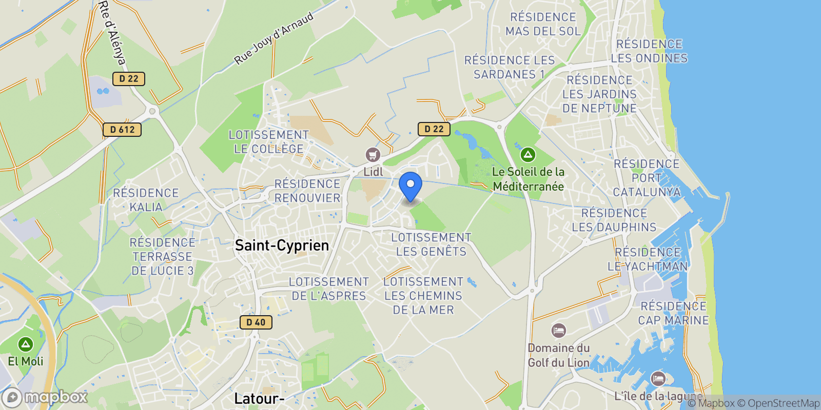 Map showing Saint-Cyprien, Occitanie, France.