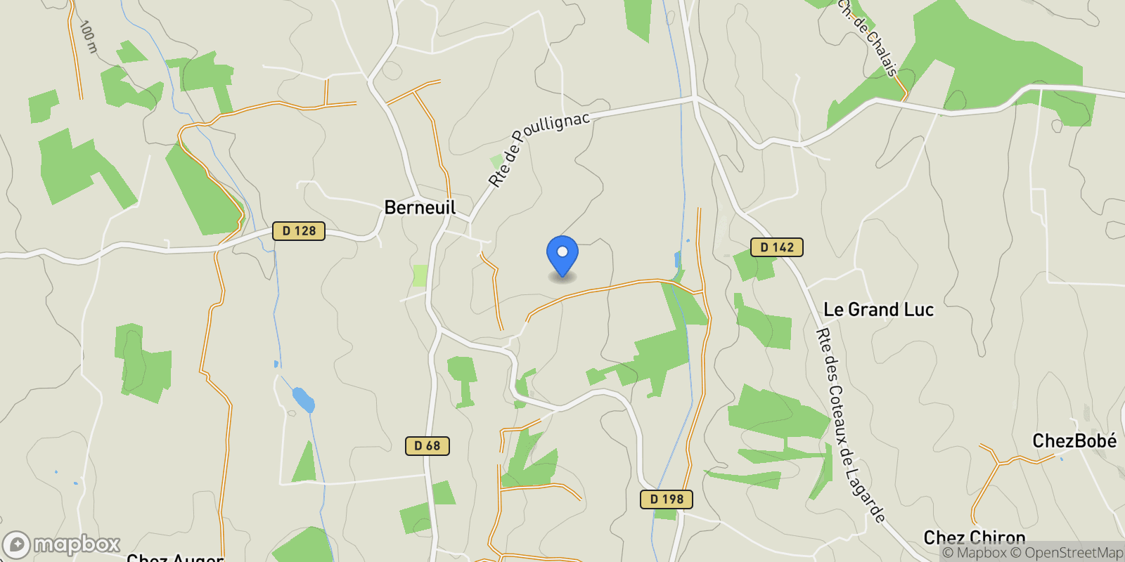 Map showing Berneuil, Nouvelle-Aquitaine, France.