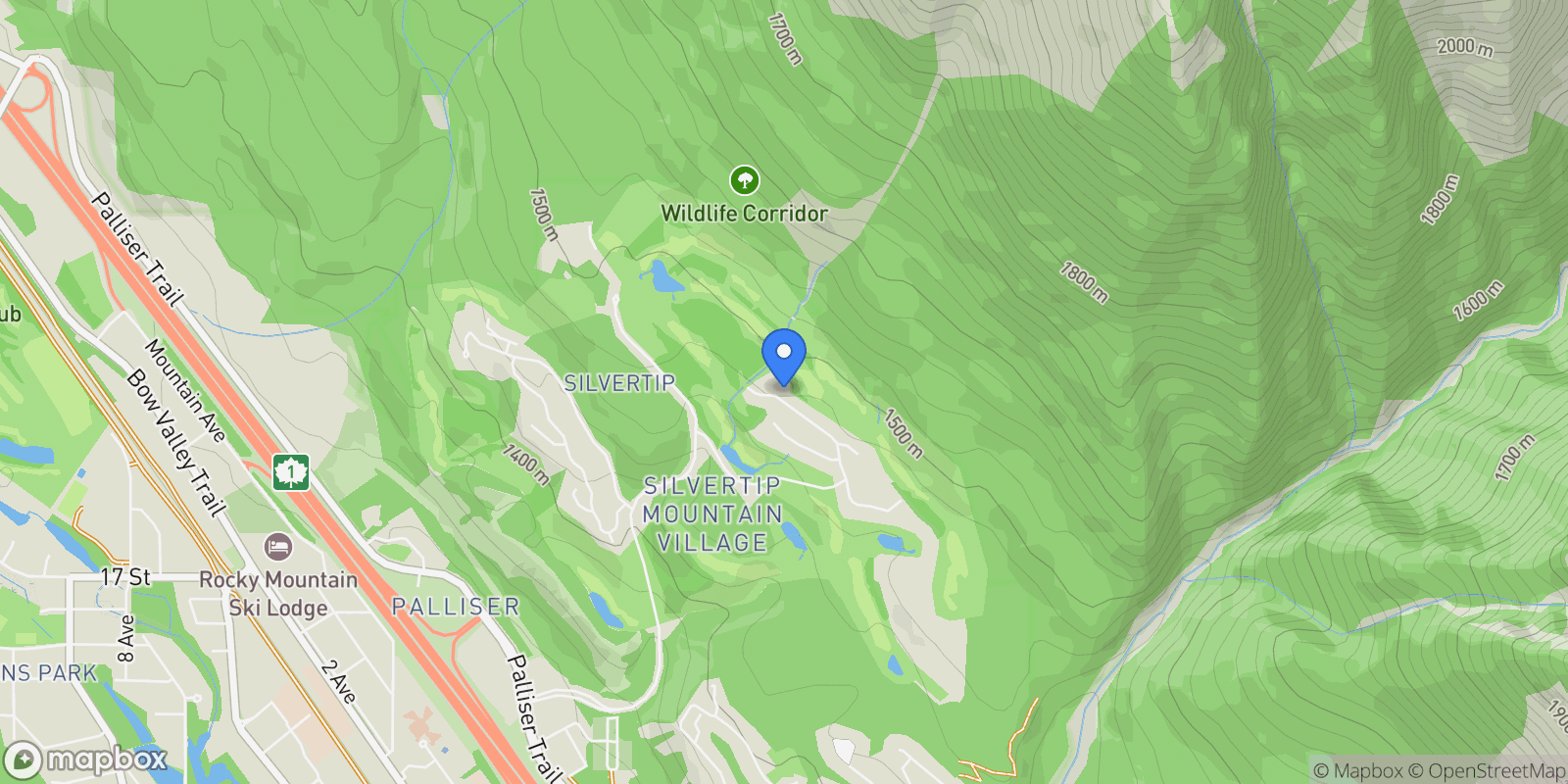 Map showing 140 Stonecreek Road  107, Canmore, AB T1W 3J3, Canmore, Alberta, Canada.