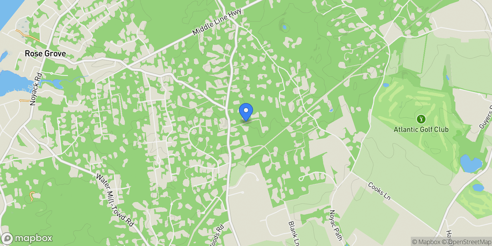 Map showing 1593 Deerfield Road, Water Mill, NY 11976, Water Mill, New York, United States.