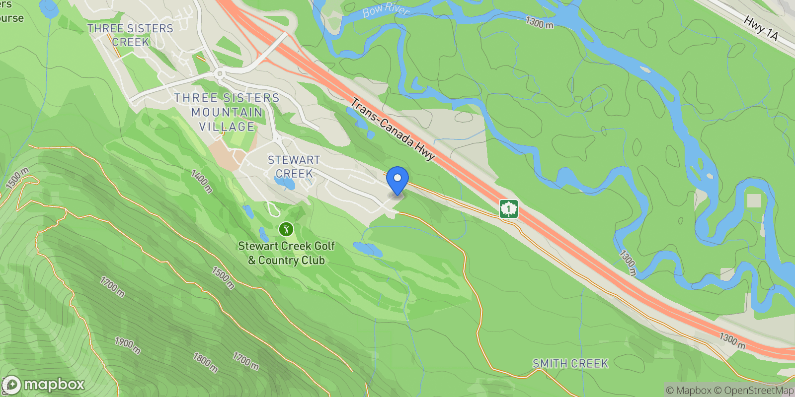Map showing 232 Stewart Creek Rise, Canmore, AB T1W 0L8, Canmore, Alberta, Canada.