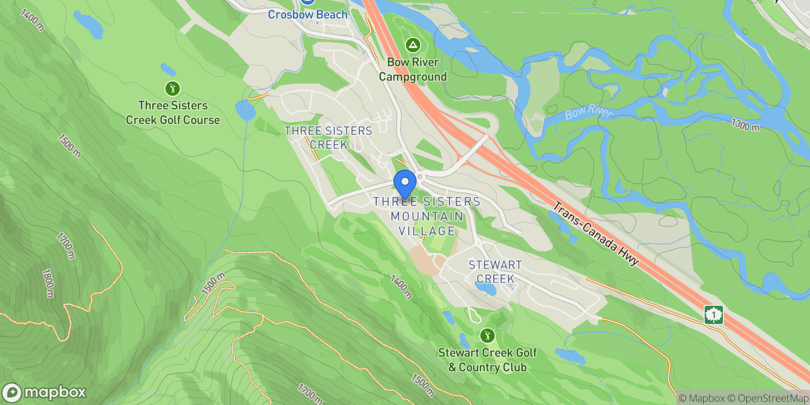 Map showing 327-104 Armstrong Place, Canmore, AB T1W 3L5, Canmore, Alberta, Canada.