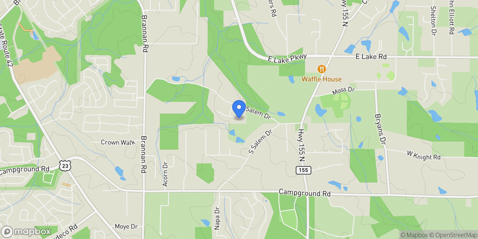 Map showing 418 Abbey Springs Way, McDonough, Georgia, United States.