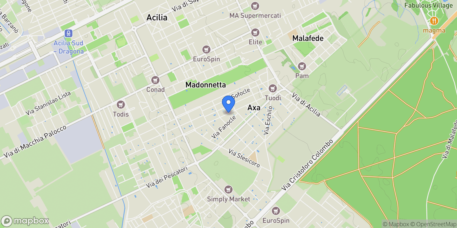 Map showing Roma Via Euripide, Municipio Roma X, Lazio, Italy.