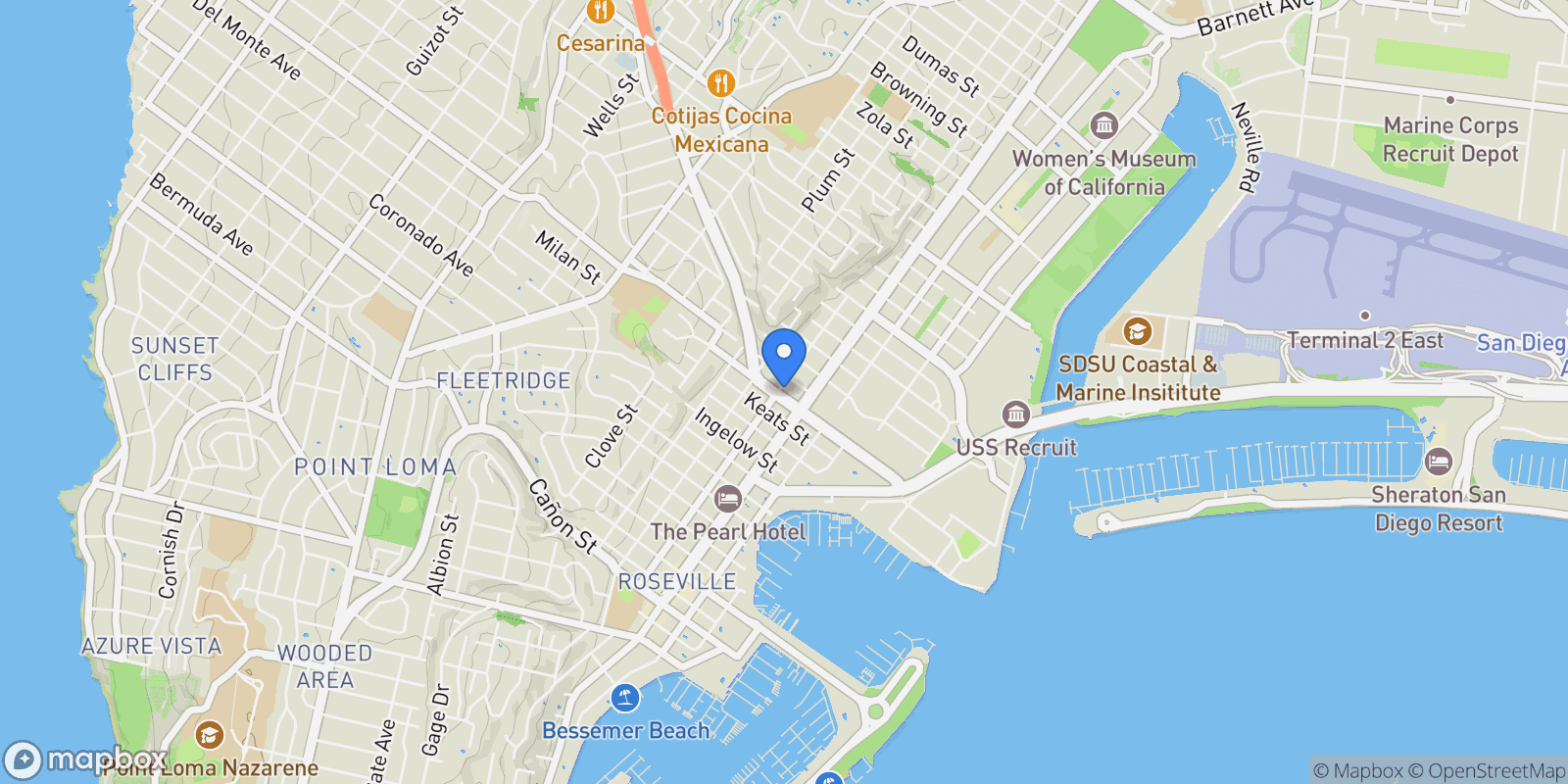 Map showing 3046 Nimitz Blvd, San Diego, California, United States.