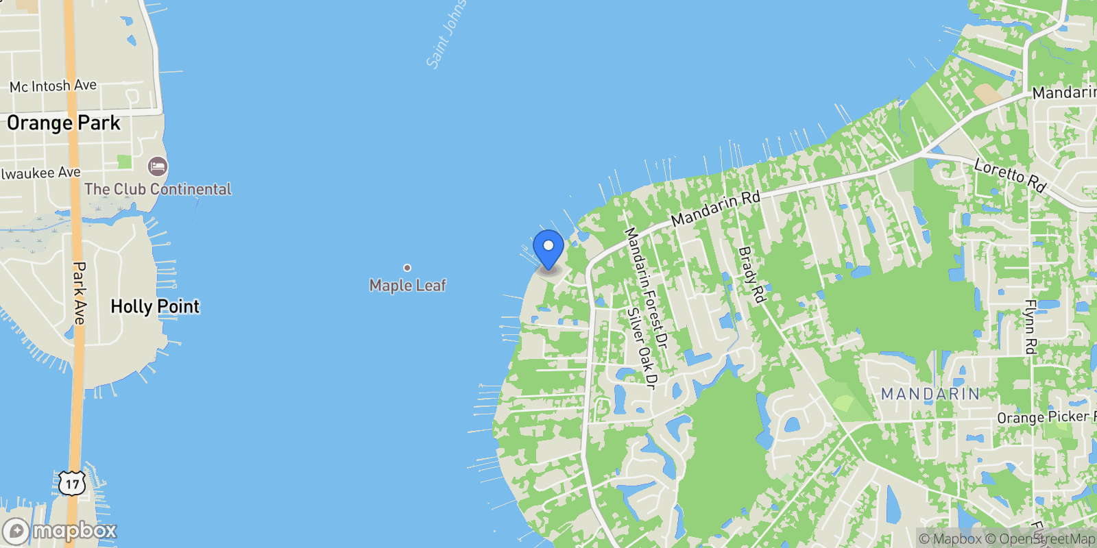 Map showing 12926 RIVERPLACE Court, Jacksonville, Florida, United States.