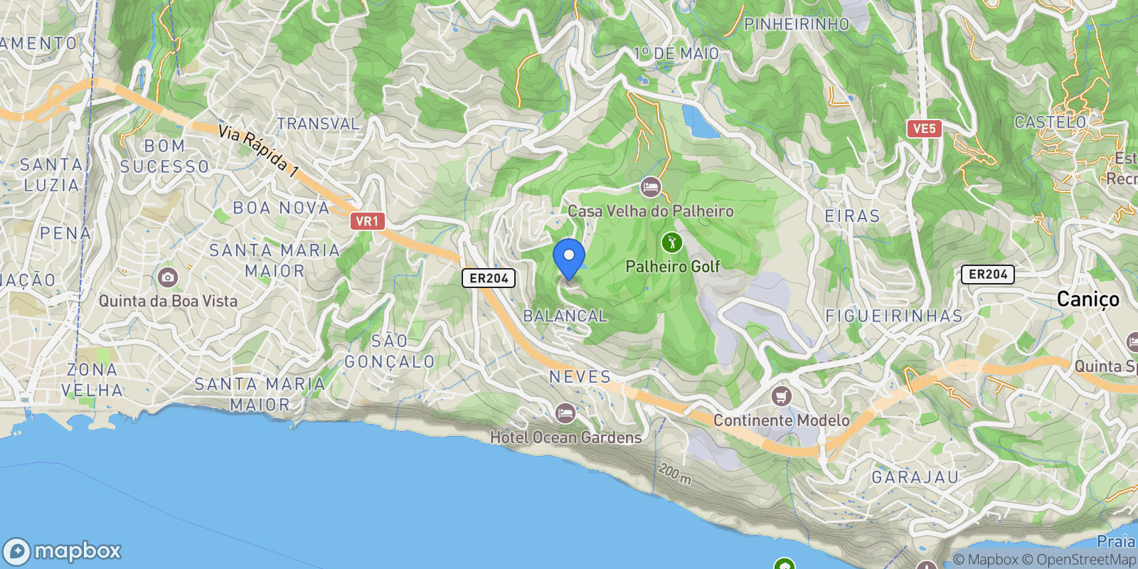 Map showing Palheiro Nature Estate, Ilha da Madeira, Sao Goncalo, Madeira, Portugal.