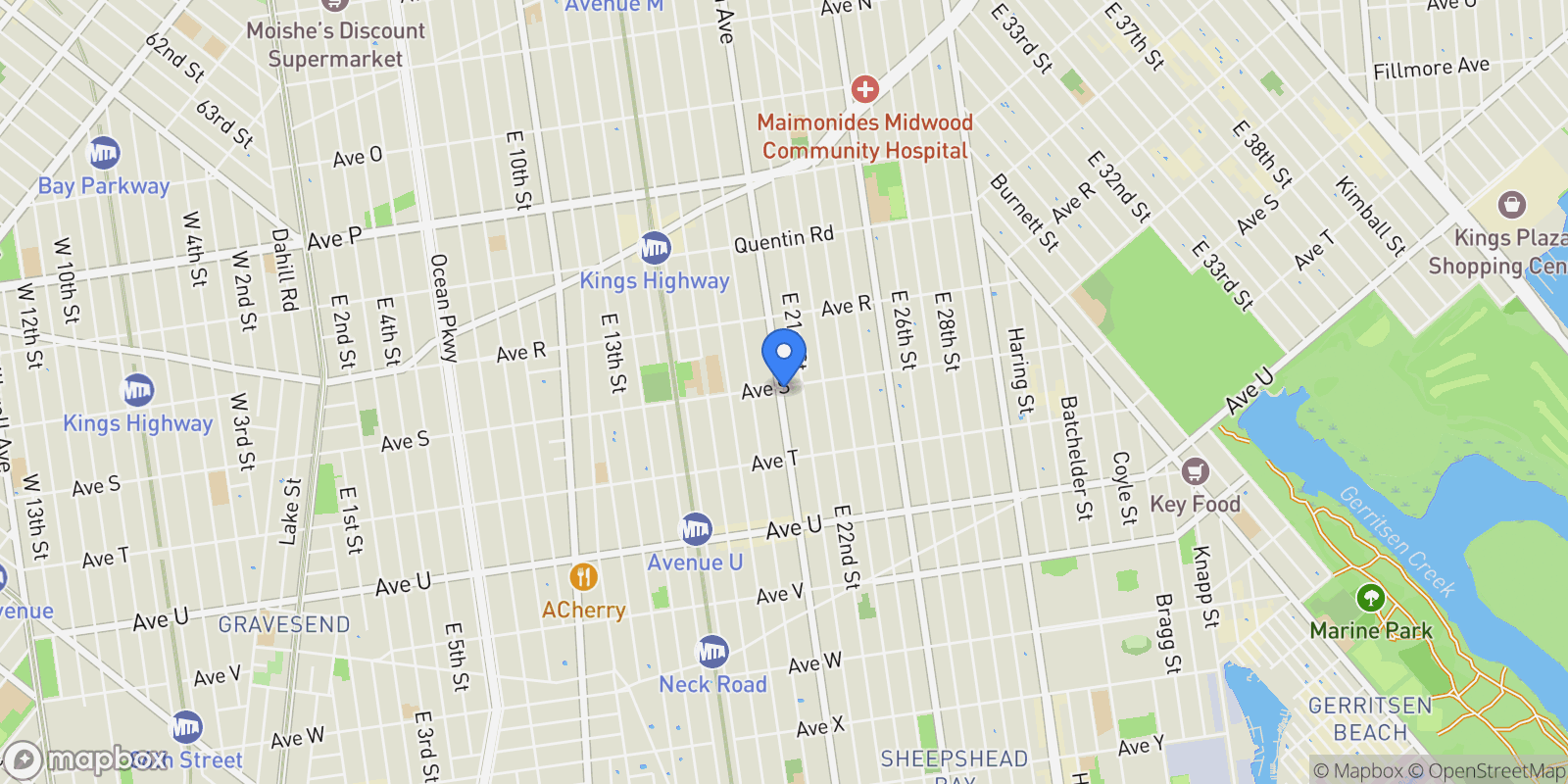 Map showing 2375 Ocean Avenue Unit 3H, New York, New York, United States.