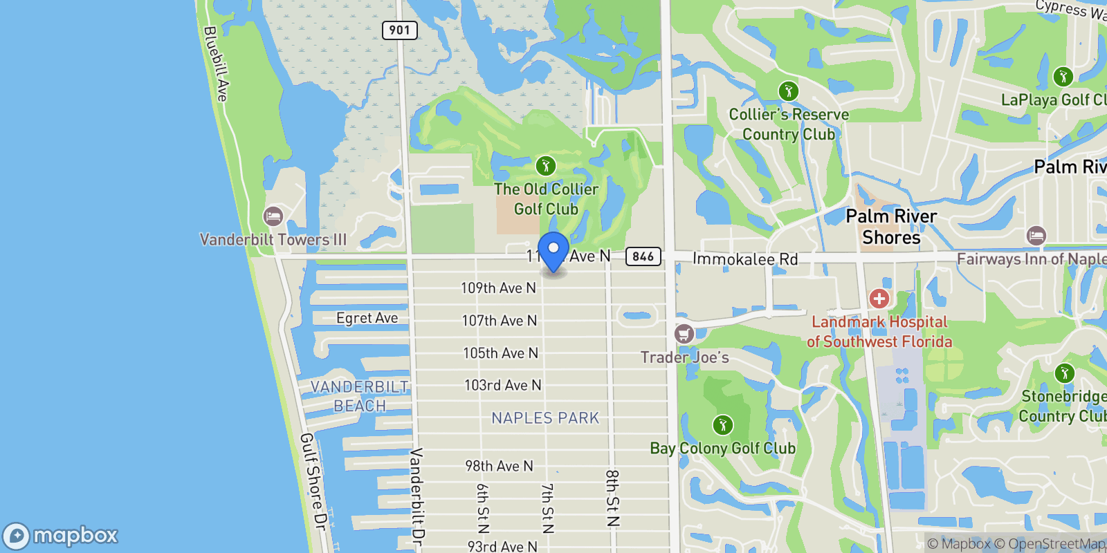 Map showing 712 110th AVE N, Naples, Florida, United States.