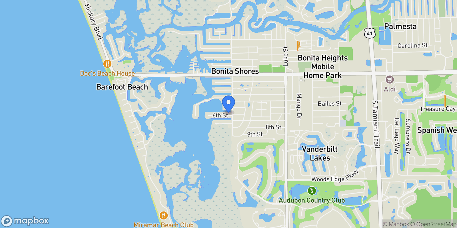 Map showing 207 6th ST, Bonita Springs, Florida, United States.