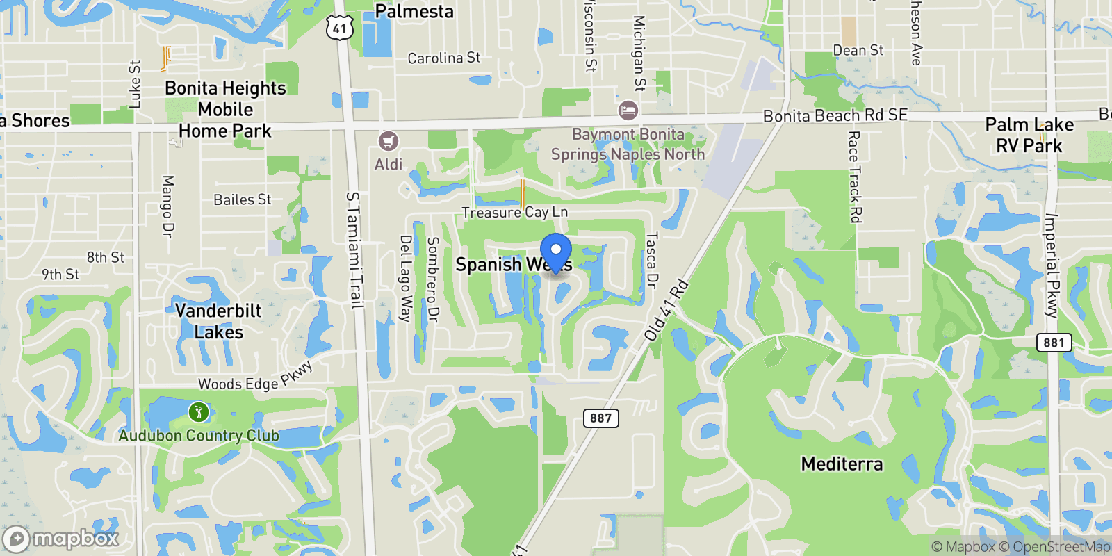 Map showing 28432 Highgate DR, Bonita Springs, Florida, United States.