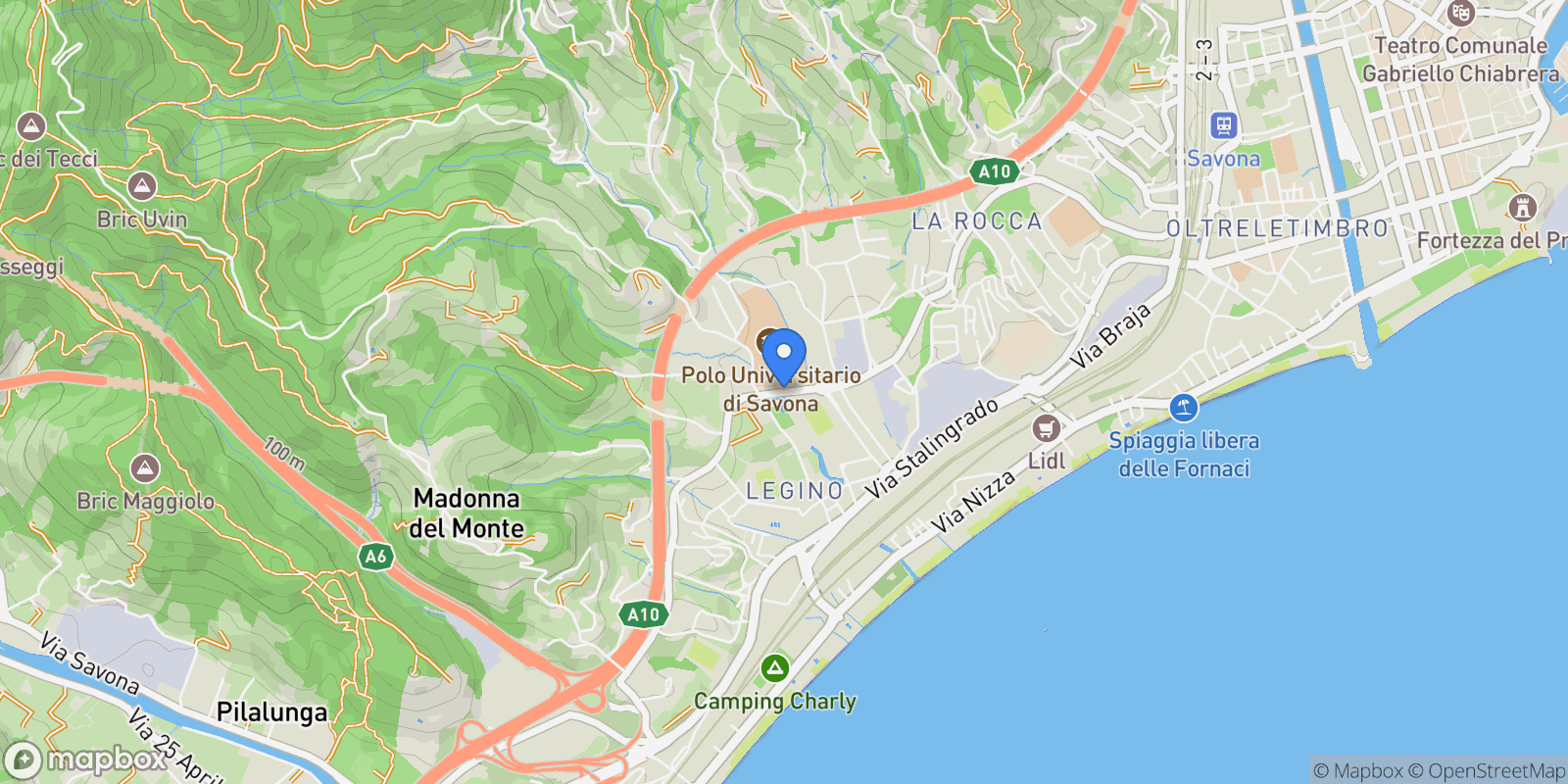 Map showing Liguria, Savona, Liguria, Italy.