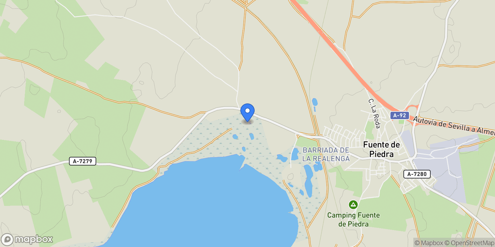 Map showing 29520 Fuente de Piedra, Spain, Fuente de Piedra, Andalusia, Spain.