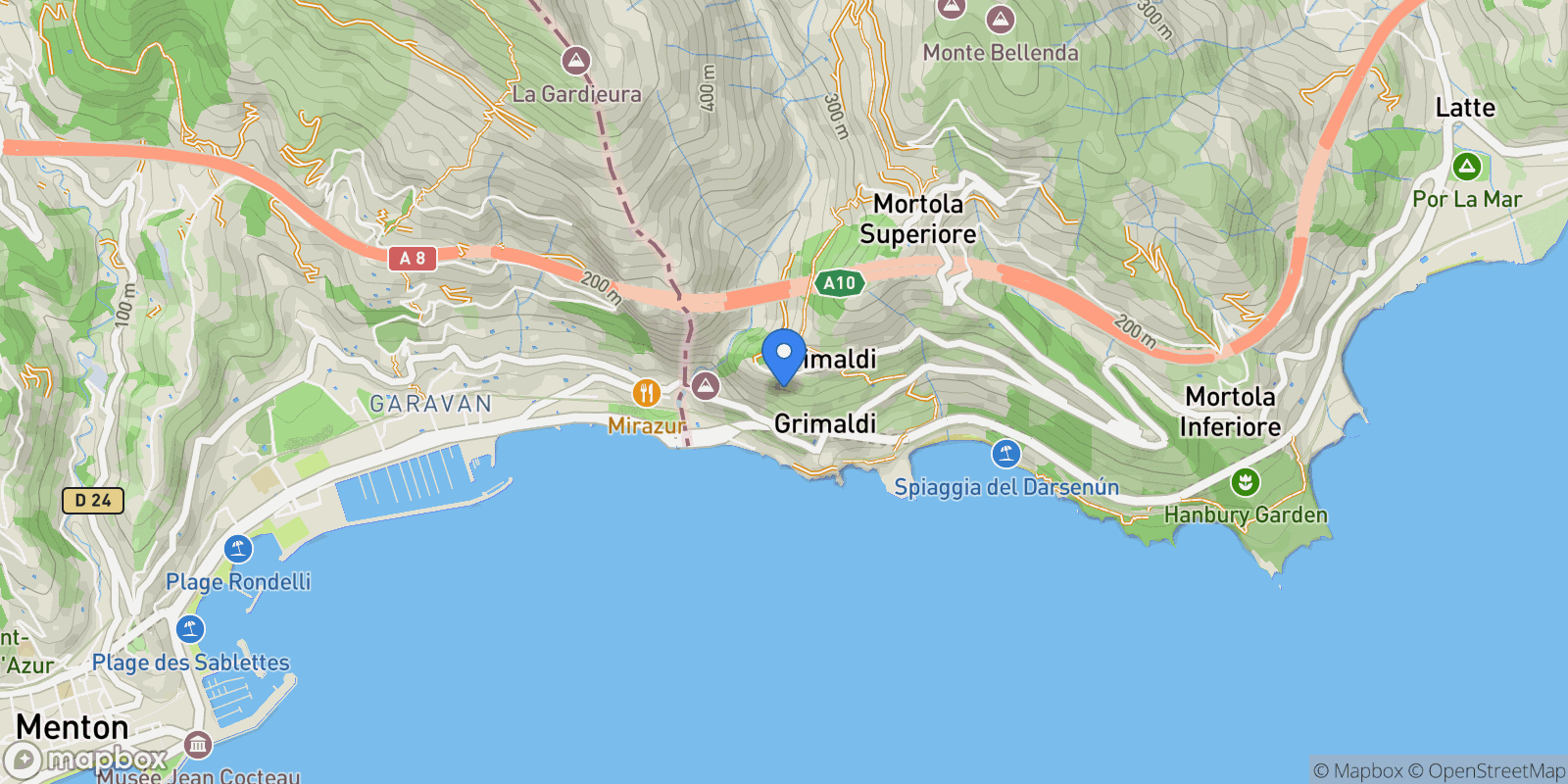 Map showing Liguria, Grimaldi di Ventimiglia, Liguria, Italy.