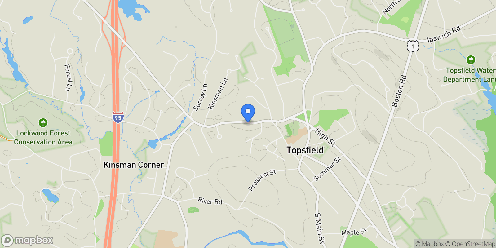 Map showing 58 Washington Street , Topsfield, MA 01983, Topsfield, Massachusetts, United States.