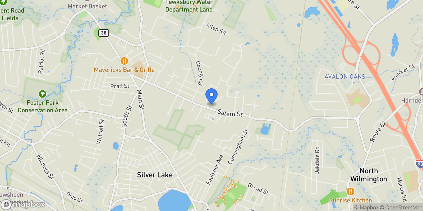 Map showing 5 Oak St , Wilmington, MA 01887, Wilmington, Massachusetts, United States.