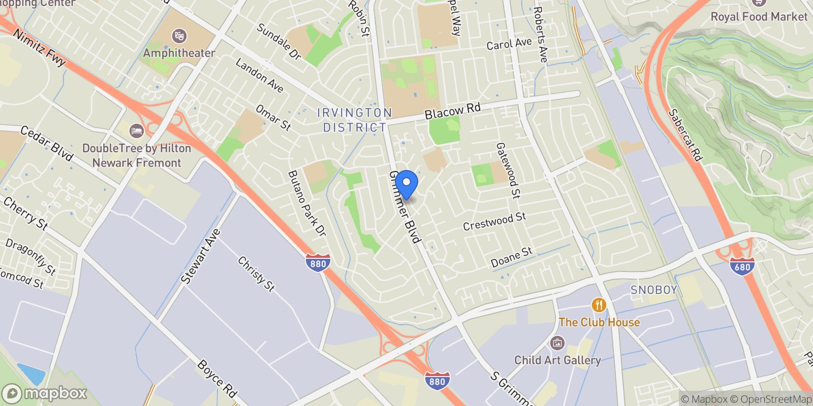 Map showing 42795 Deauville Park Ct, Newark, California, United States.