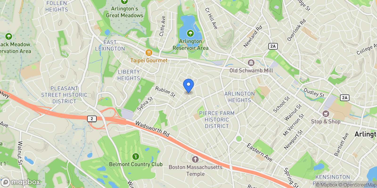 Map showing 19 Wilbur Ave , Arlington, MA 02476, Arlington, Massachusetts, United States.