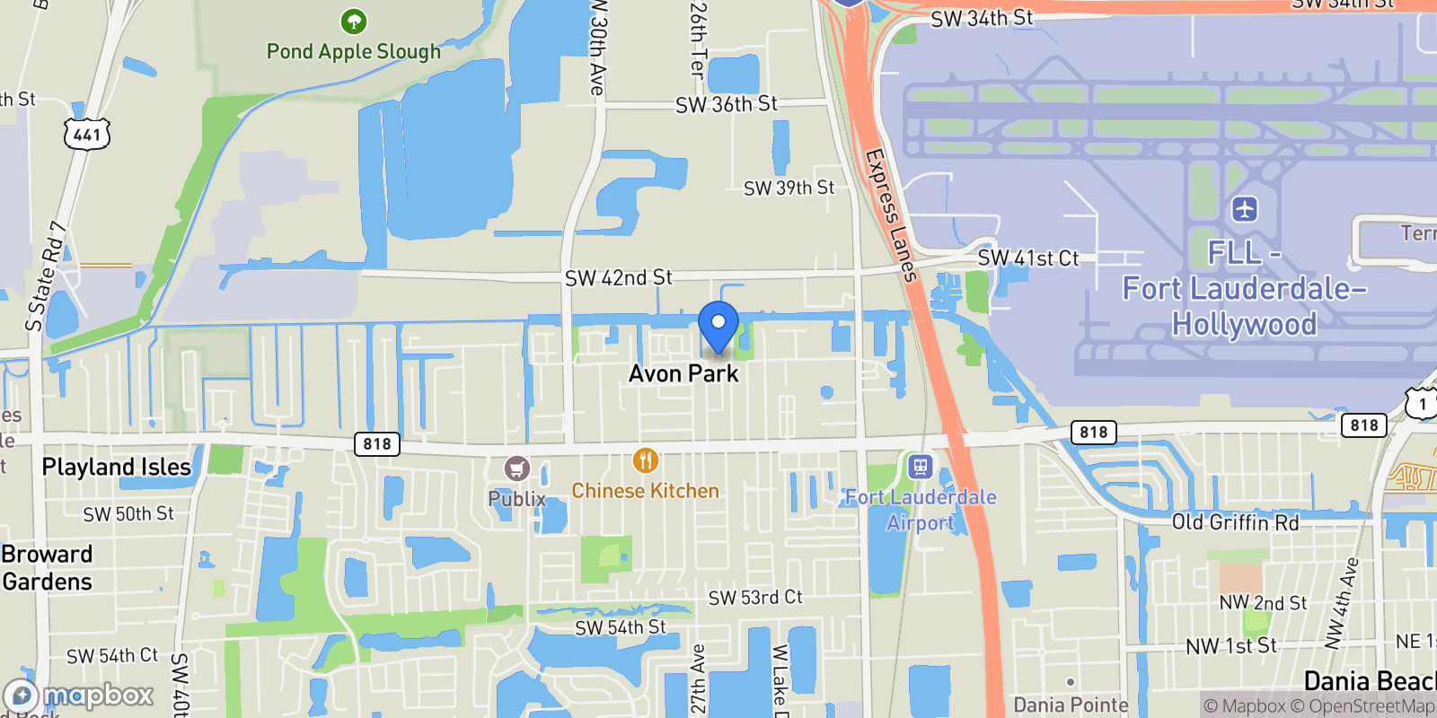 Map showing 4484 SW 26th Ave, Dania Beach, Florida, United States.