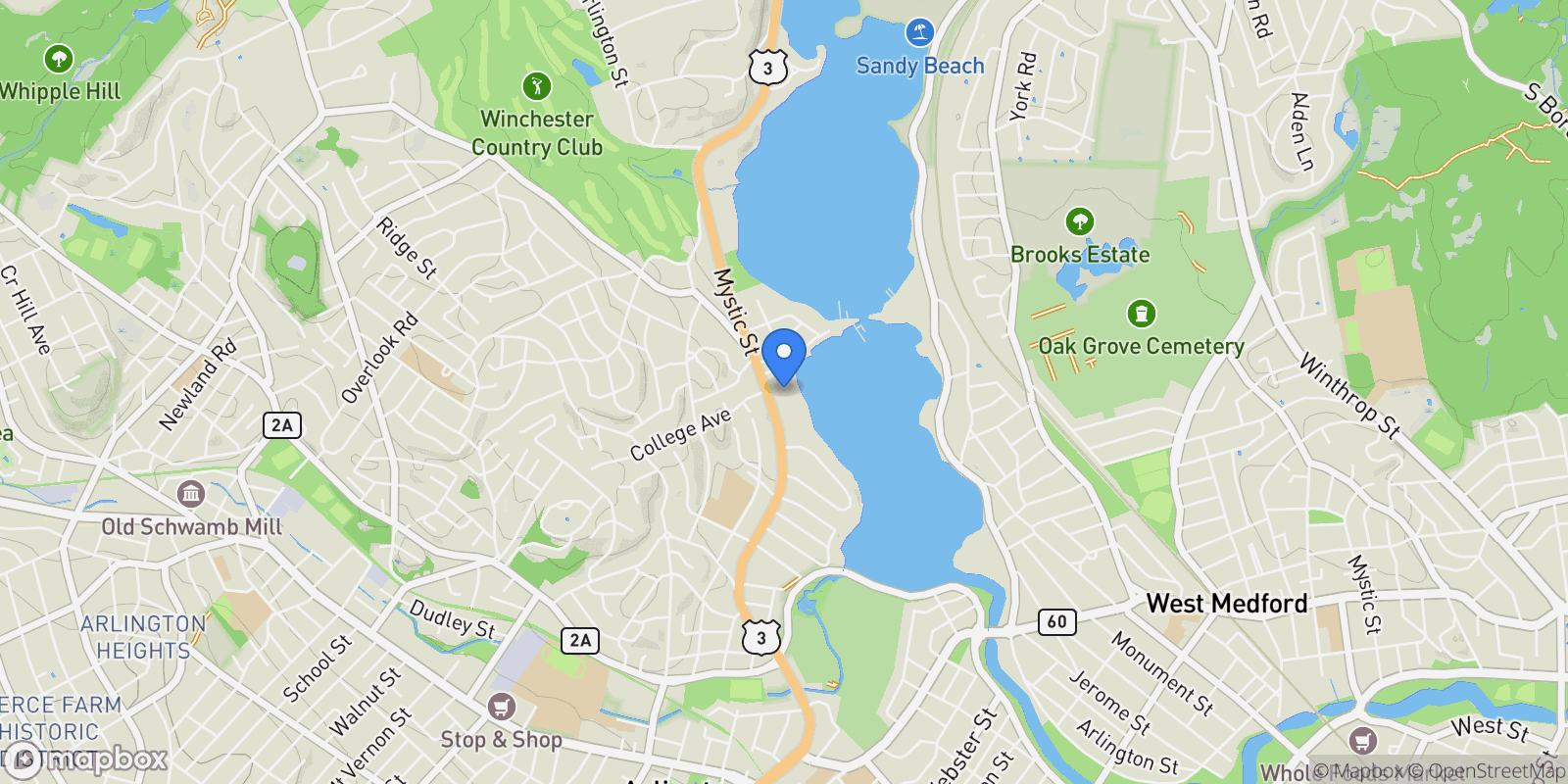 Map showing 335 Mystic St , Arlington, MA 02474, Arlington, Massachusetts, United States.