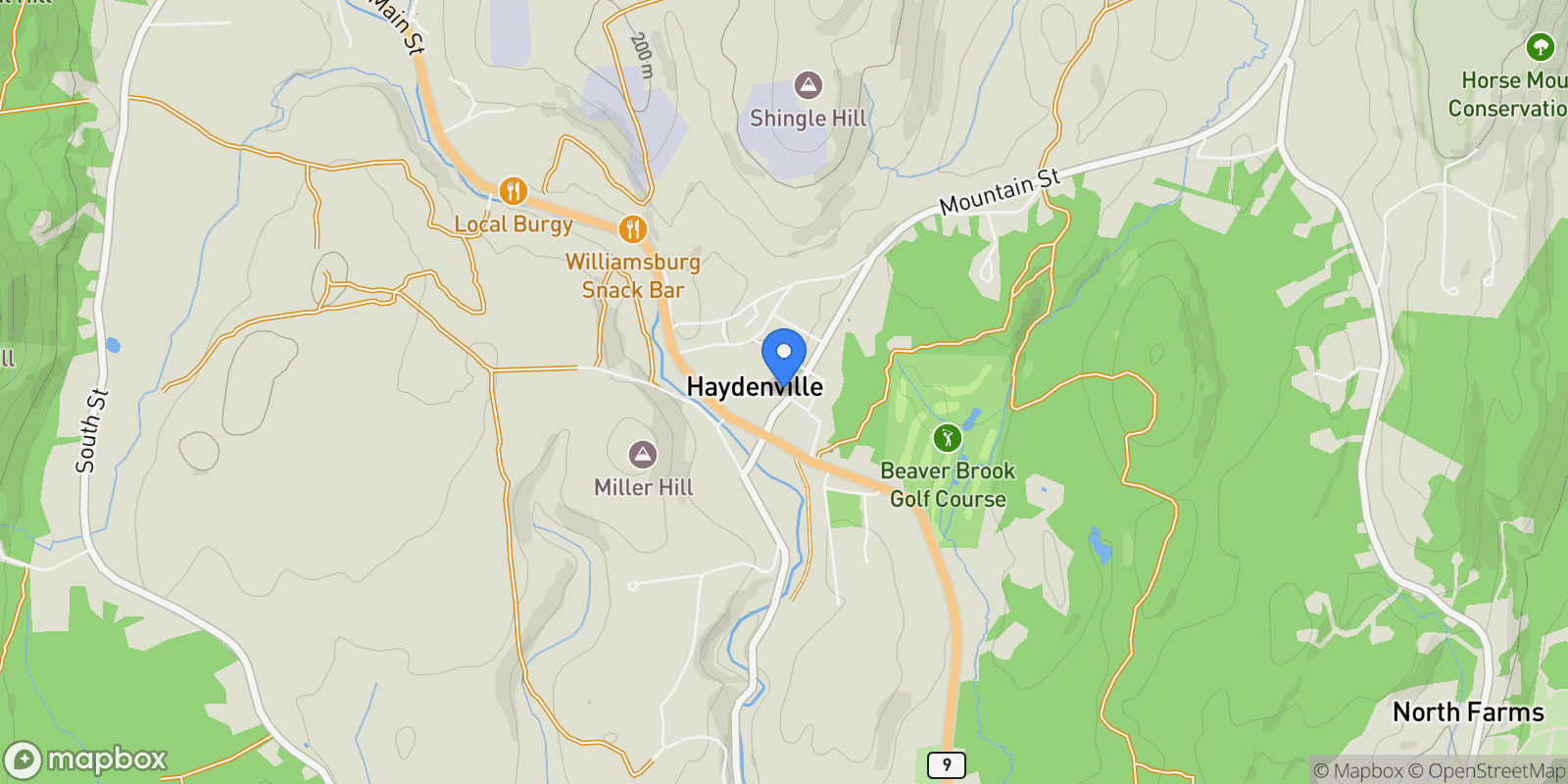 Map showing 3  High St , Haydenville, MA 01039, Williamsburg, Massachusetts, United States.