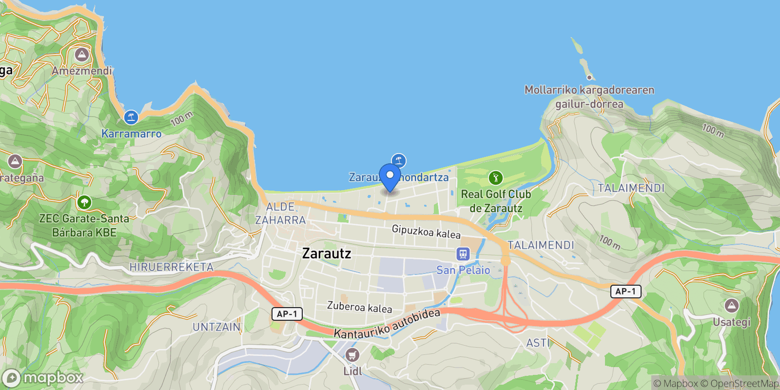 Map showing Mendilauta Kalea, 2, Zarautz, Spain, Zarautz, Basque Country, Spain.