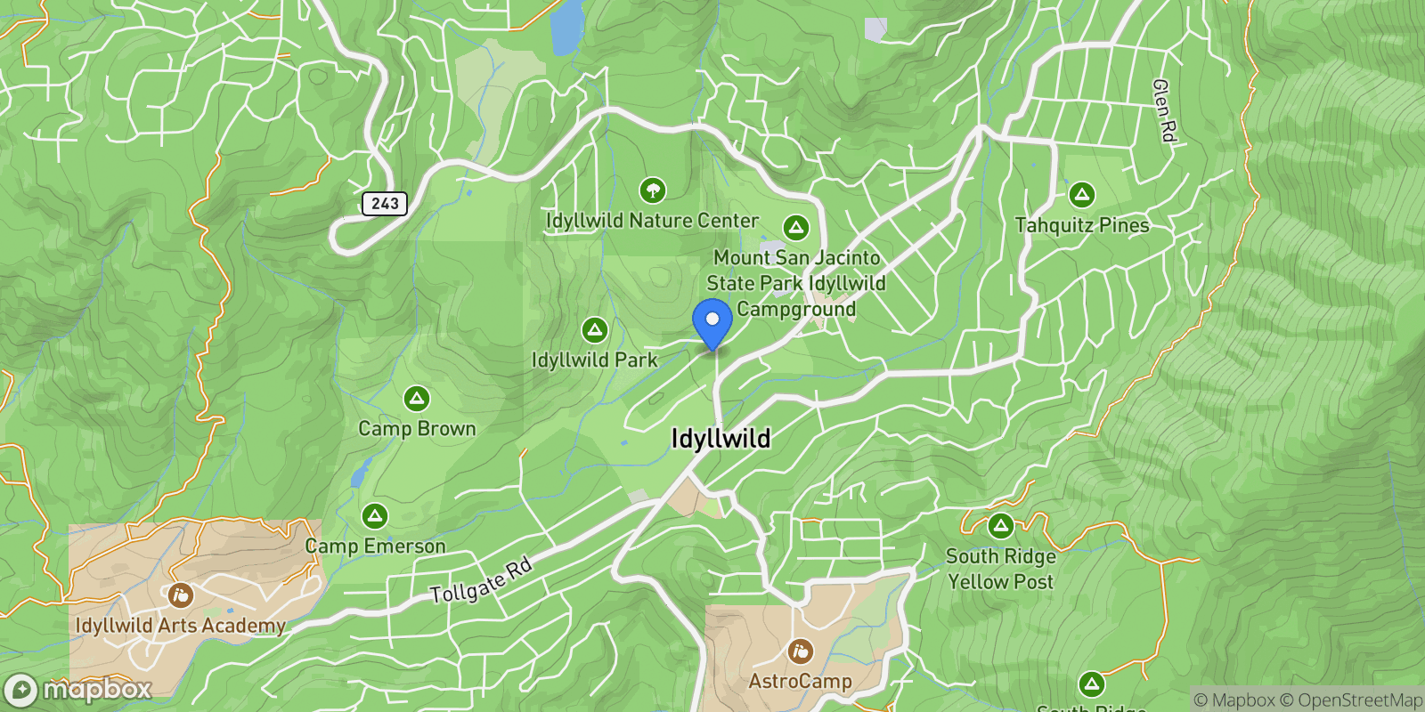 Map showing 54025 Pine Crest Avenue , Idyllwild-Pine Cove, CA 92549, Idyllwild-Pine Cove, California, United States.