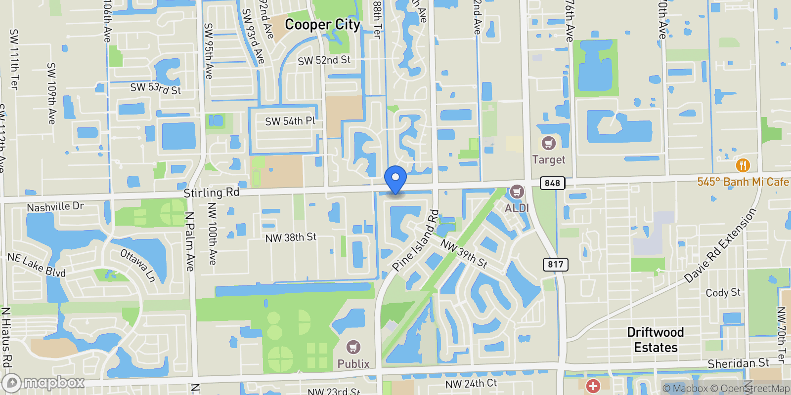 Map showing 8771 NW 41st St, Pembroke Pines, Florida, United States.
