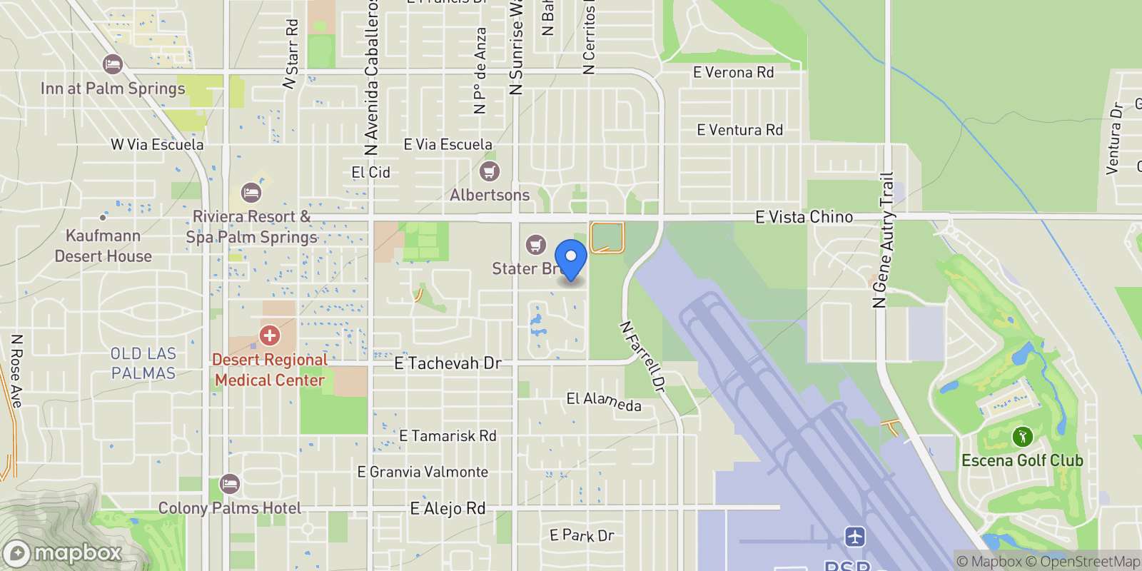 Map showing 2022 East Chia Road , Palm Springs, CA 92262, Palm Springs, California, United States.