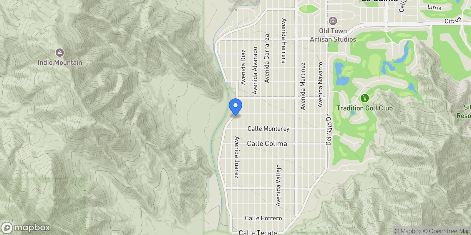 Map showing 53055 Avenida Juarez , La Quinta, CA 92253, La Quinta, California, United States.