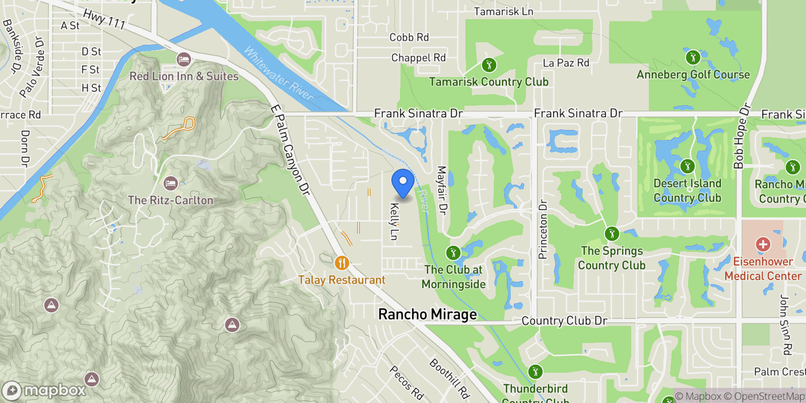 Map showing 38850 Kelley Lane , Rancho Mirage, CA 92270, Rancho Mirage, California, United States.