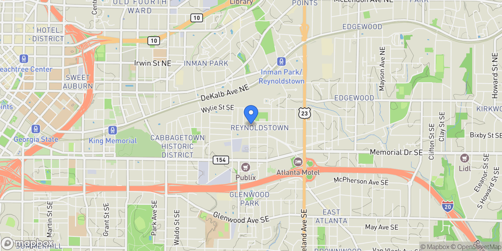 Map showing Atlanta, Georgia, United States.