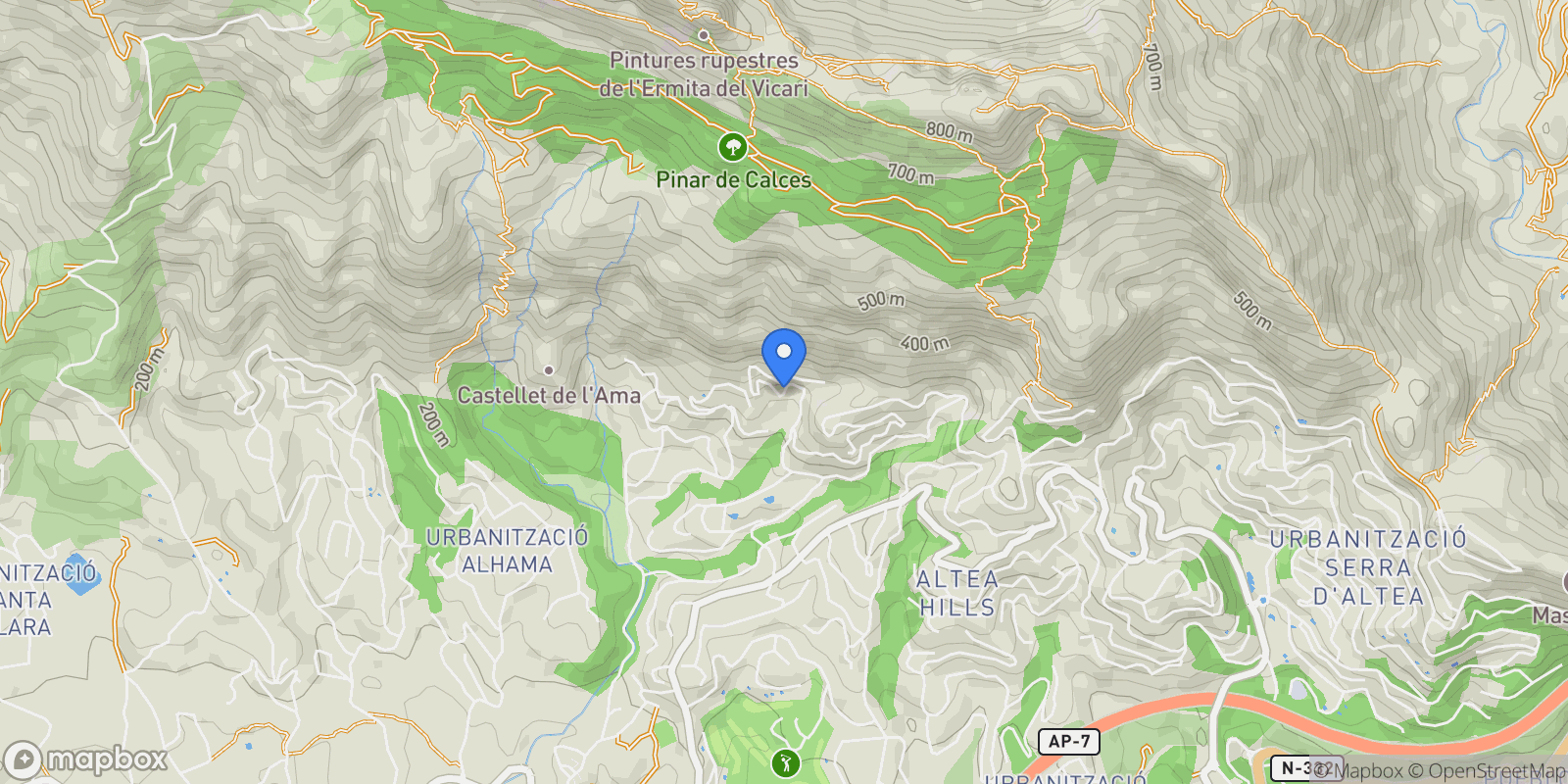 Map showing Altea, Valencian Community, Spain.